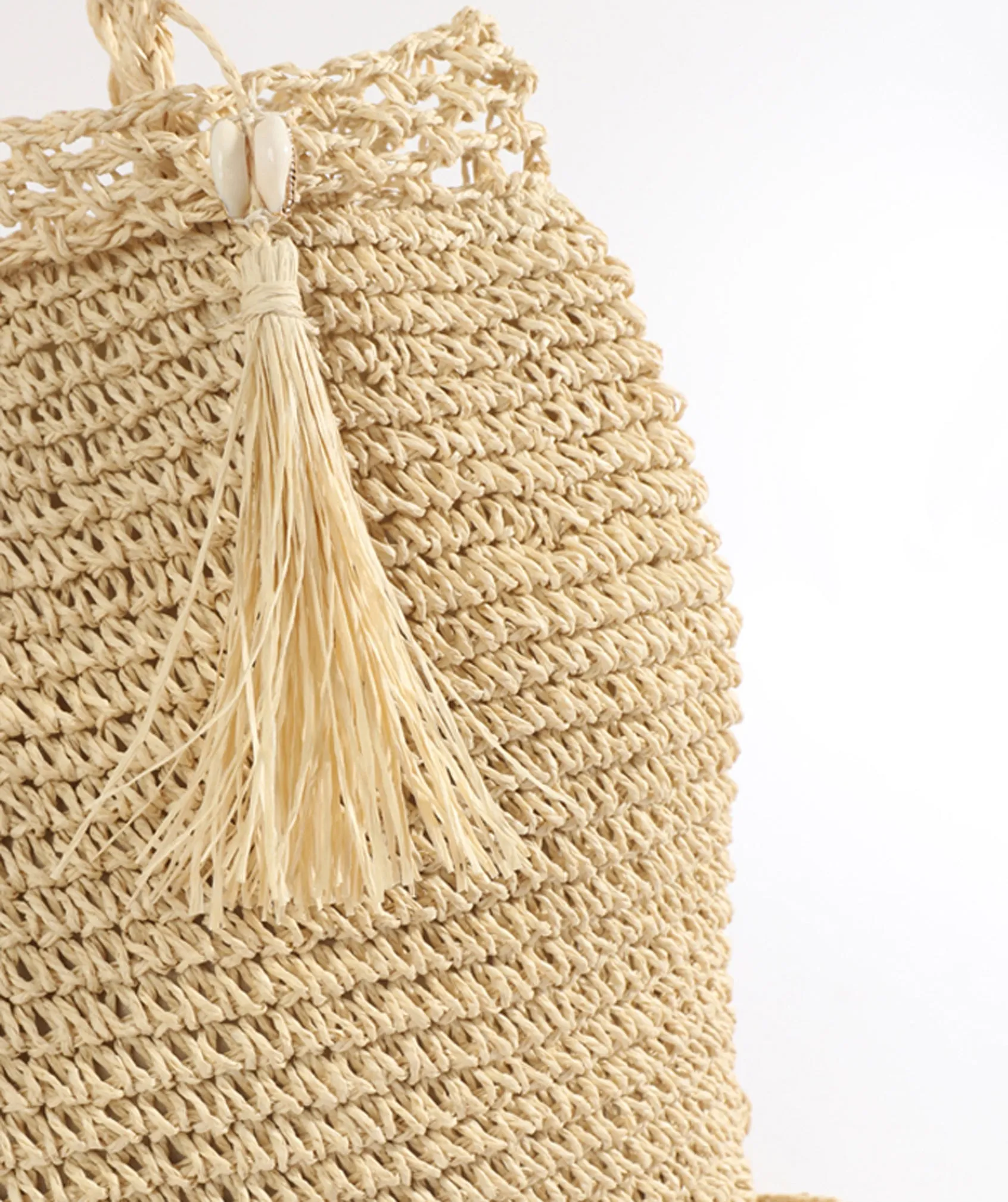 Natural Woven Straw Bag with Button Snap Closure