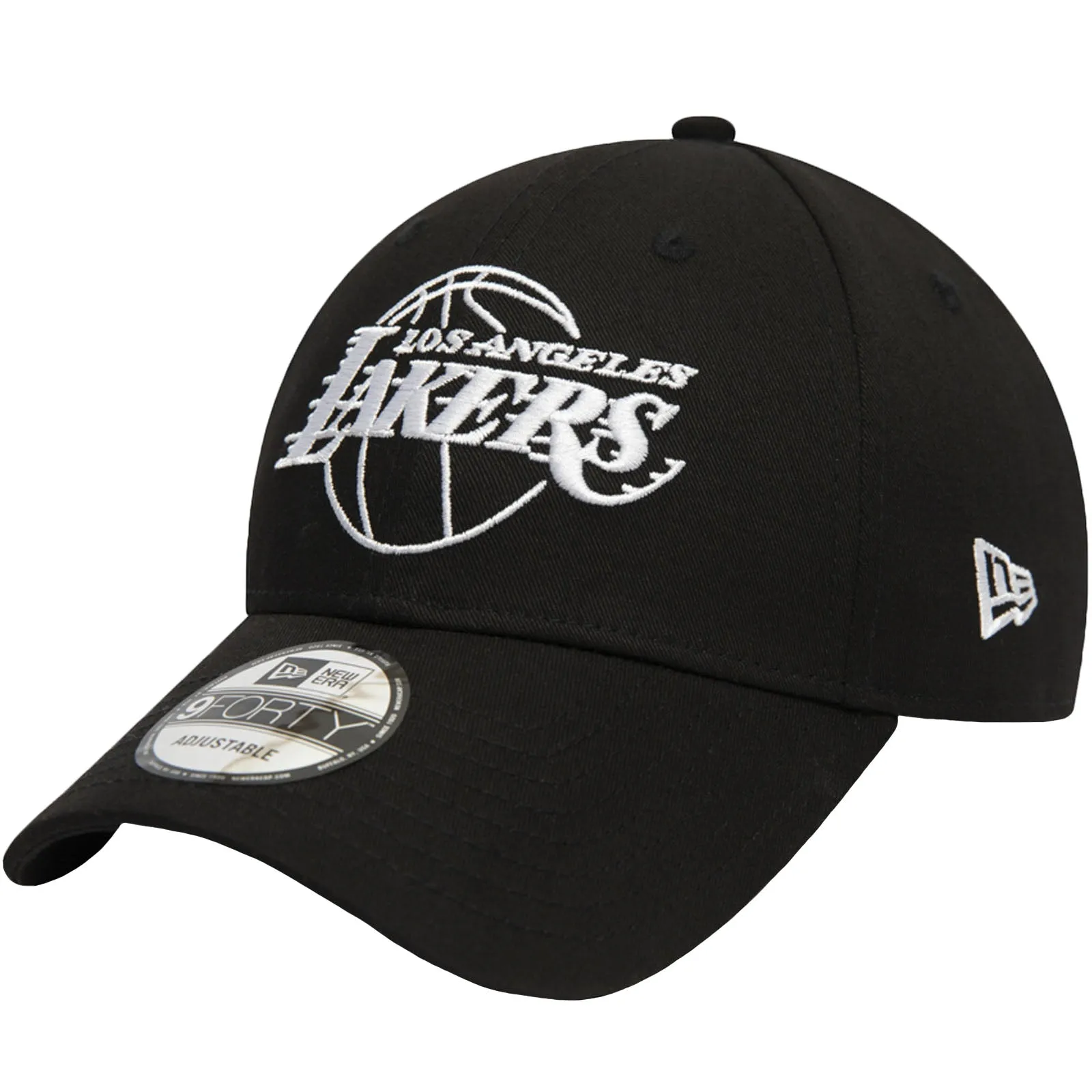 New Era LA Lakers Essentials Outline 9FORTY Baseball Cap - Black