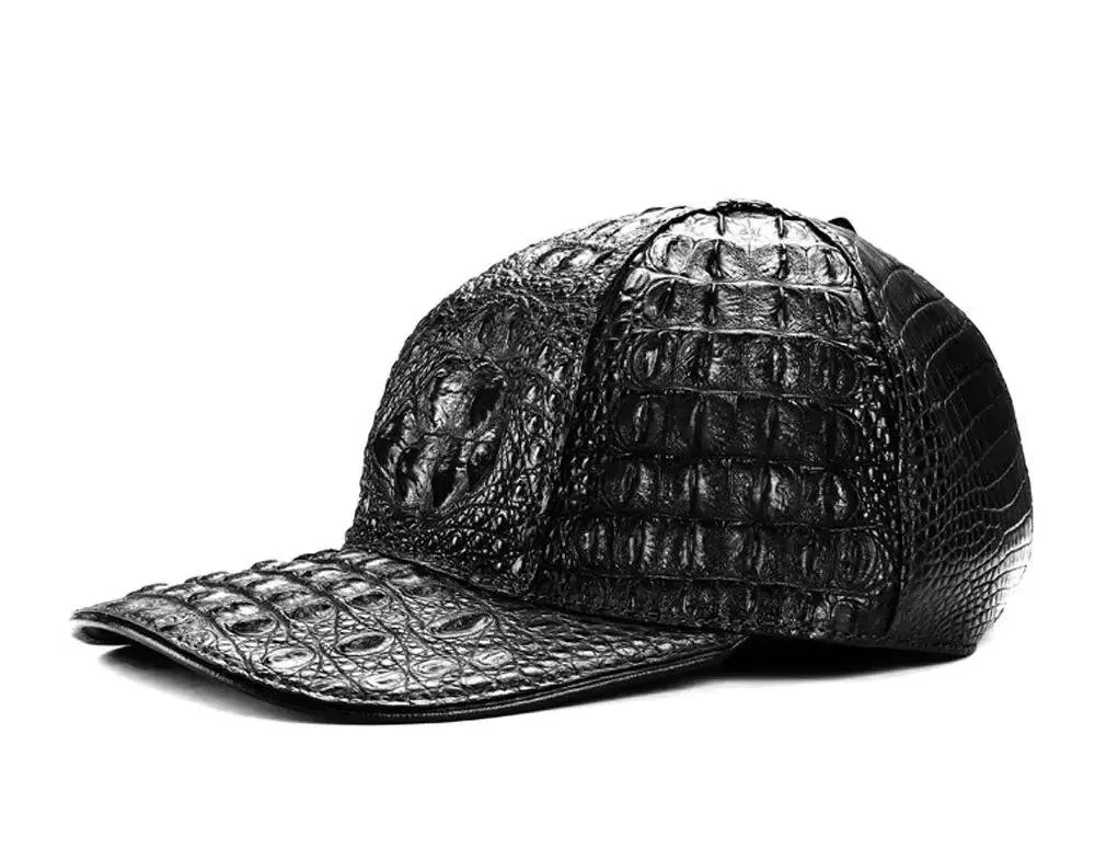 Rossie Viren Crocodile Leather Strap back Baseball Cap