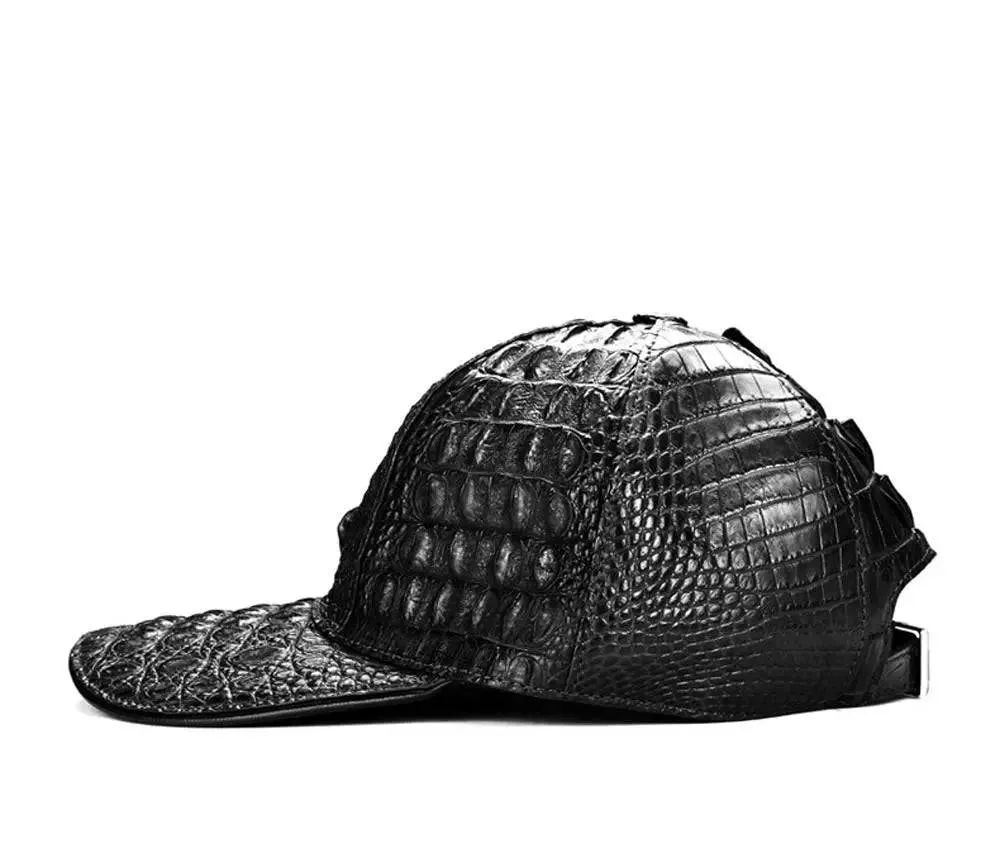 Rossie Viren Crocodile Leather Strap back Baseball Cap