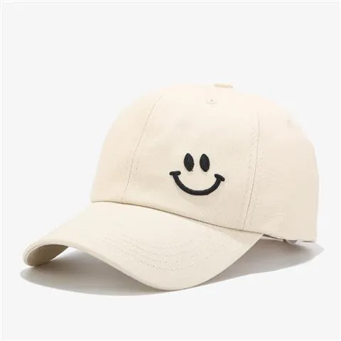 Smile Face Embroidery Baseball Caps Kpop Black Cotton Adjustable Snapback Funny Hip Hop Cap Autumn Sun Dad Hats for Mens