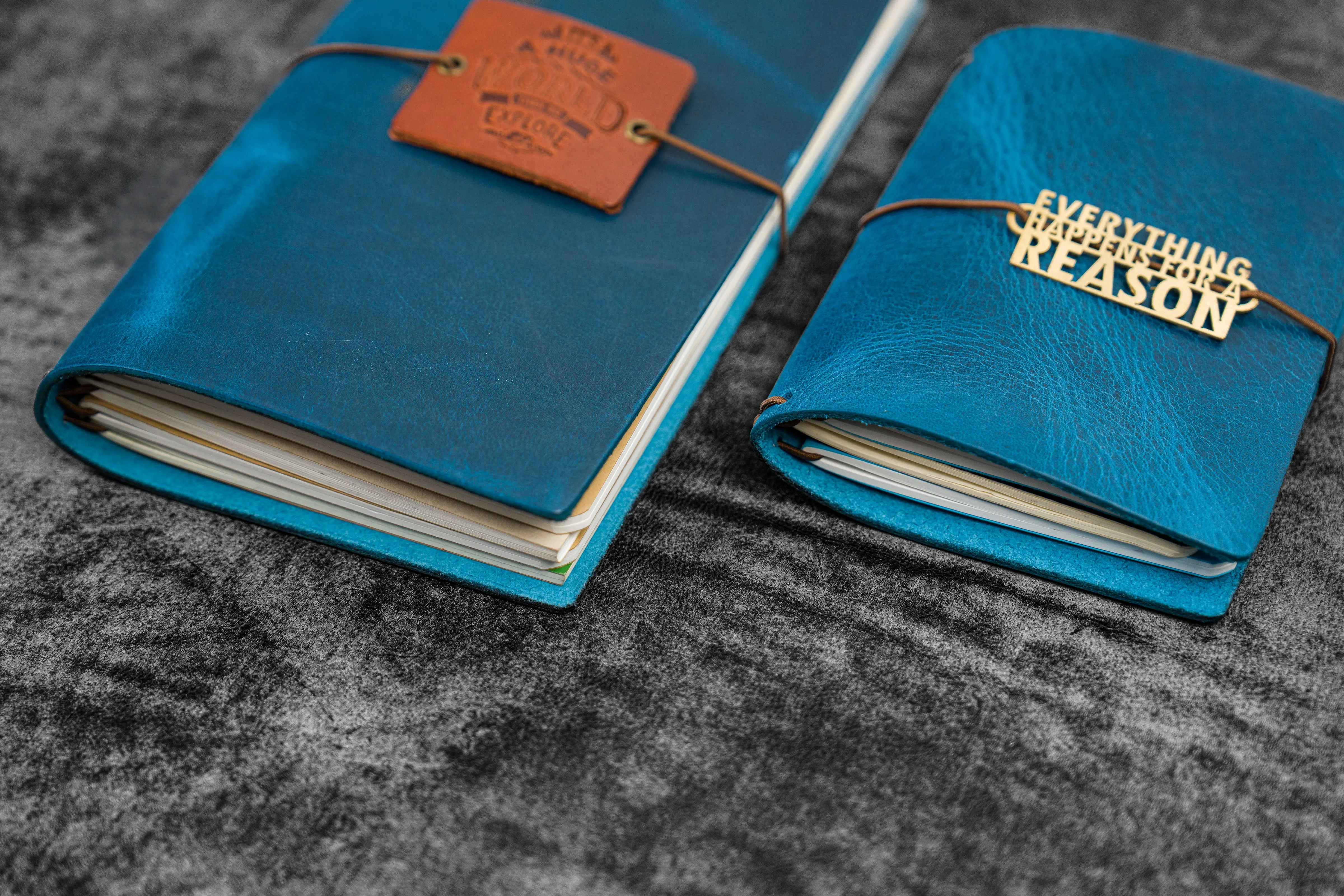 Traveler's Notebook Leather Cover - C. H. Ocean Blue