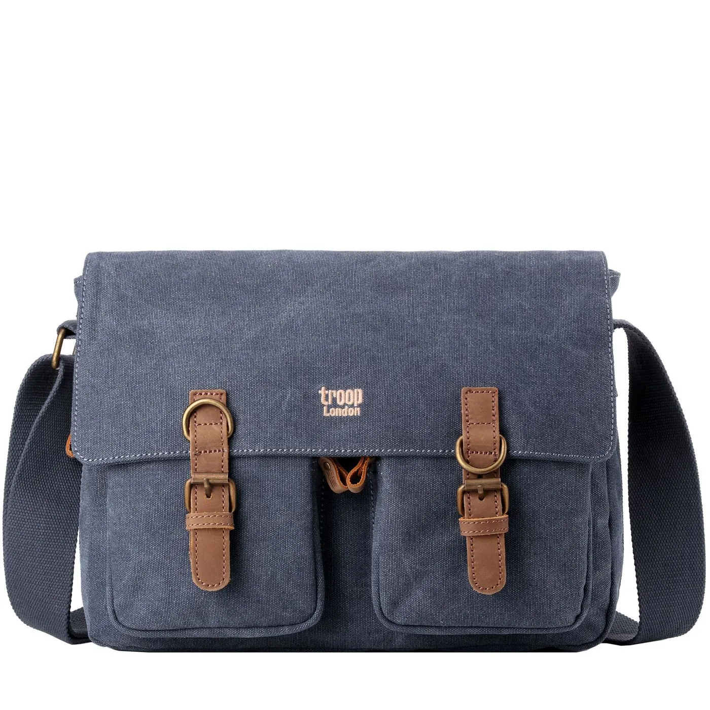 Troop London Large Canvas Blue Messenger Bag