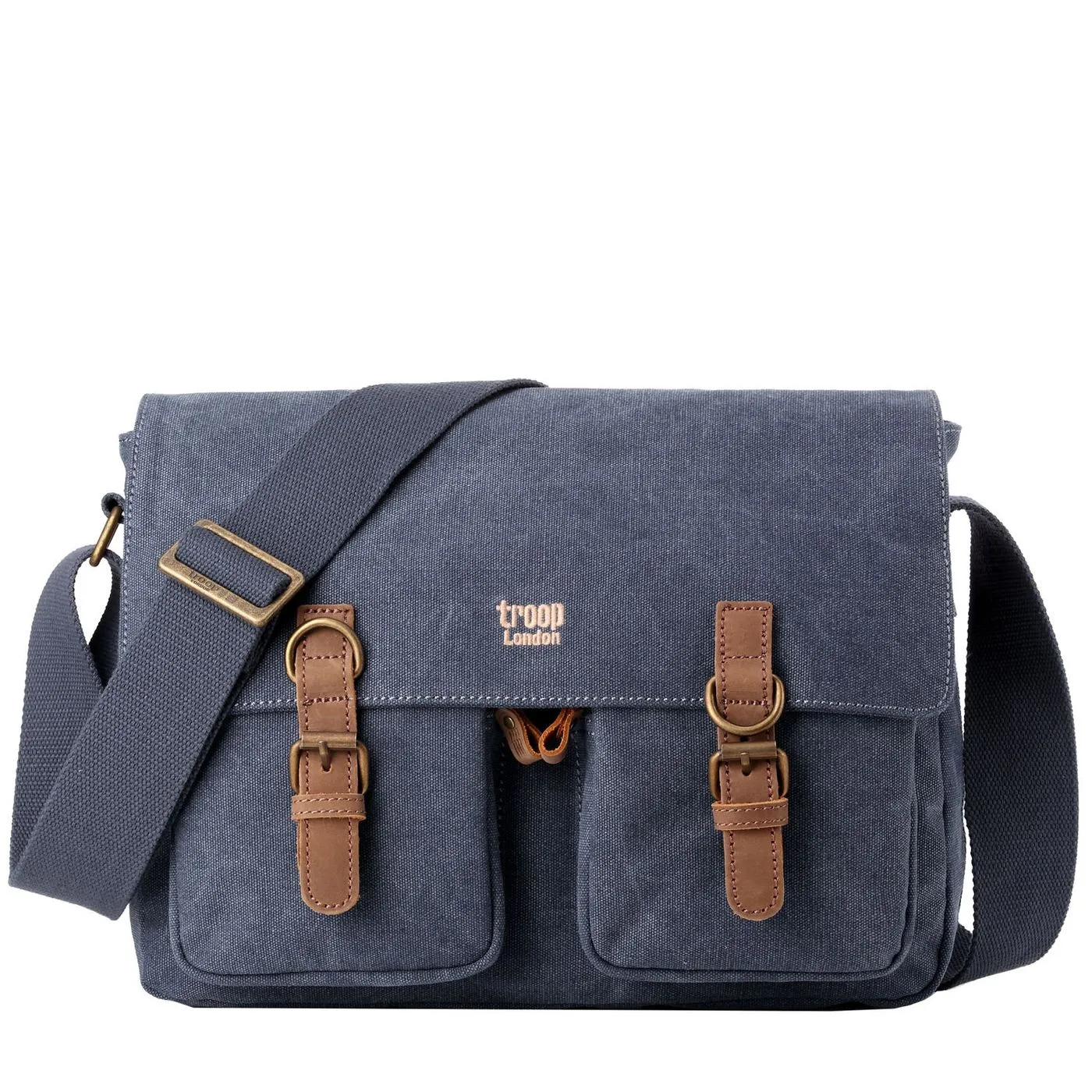 Troop London Large Canvas Blue Messenger Bag