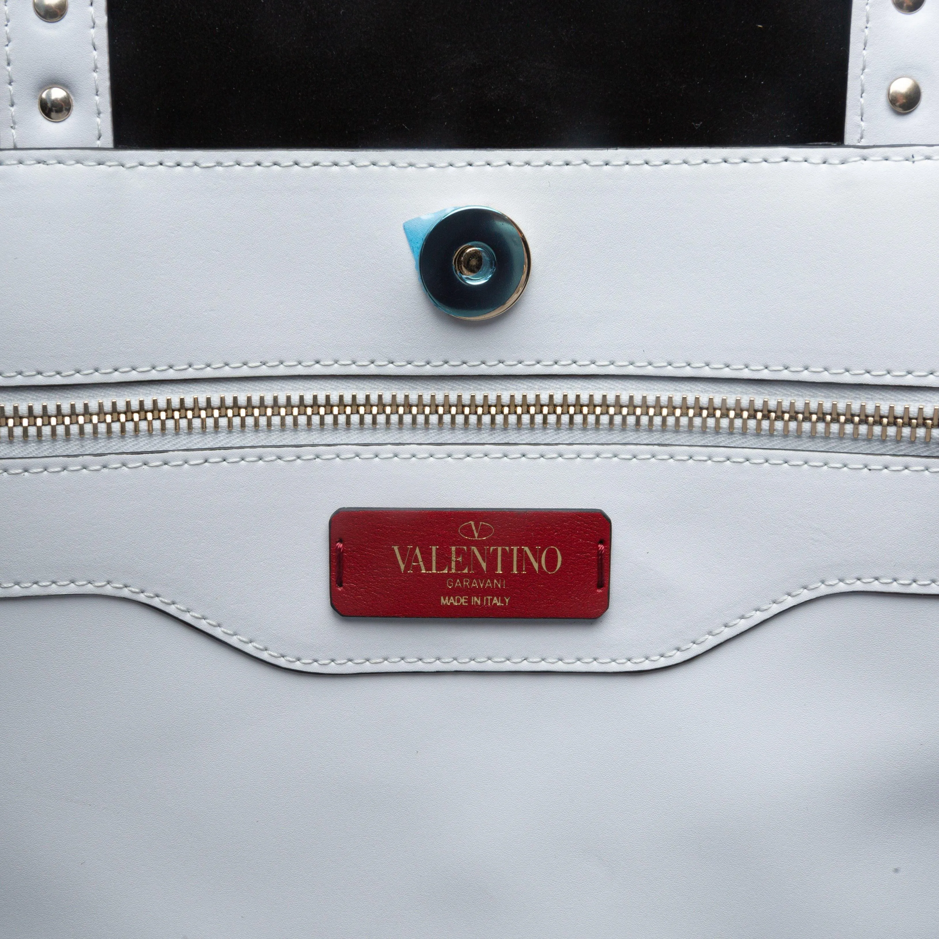 Valentino White Smooth Leather Rockstud Tote Bag