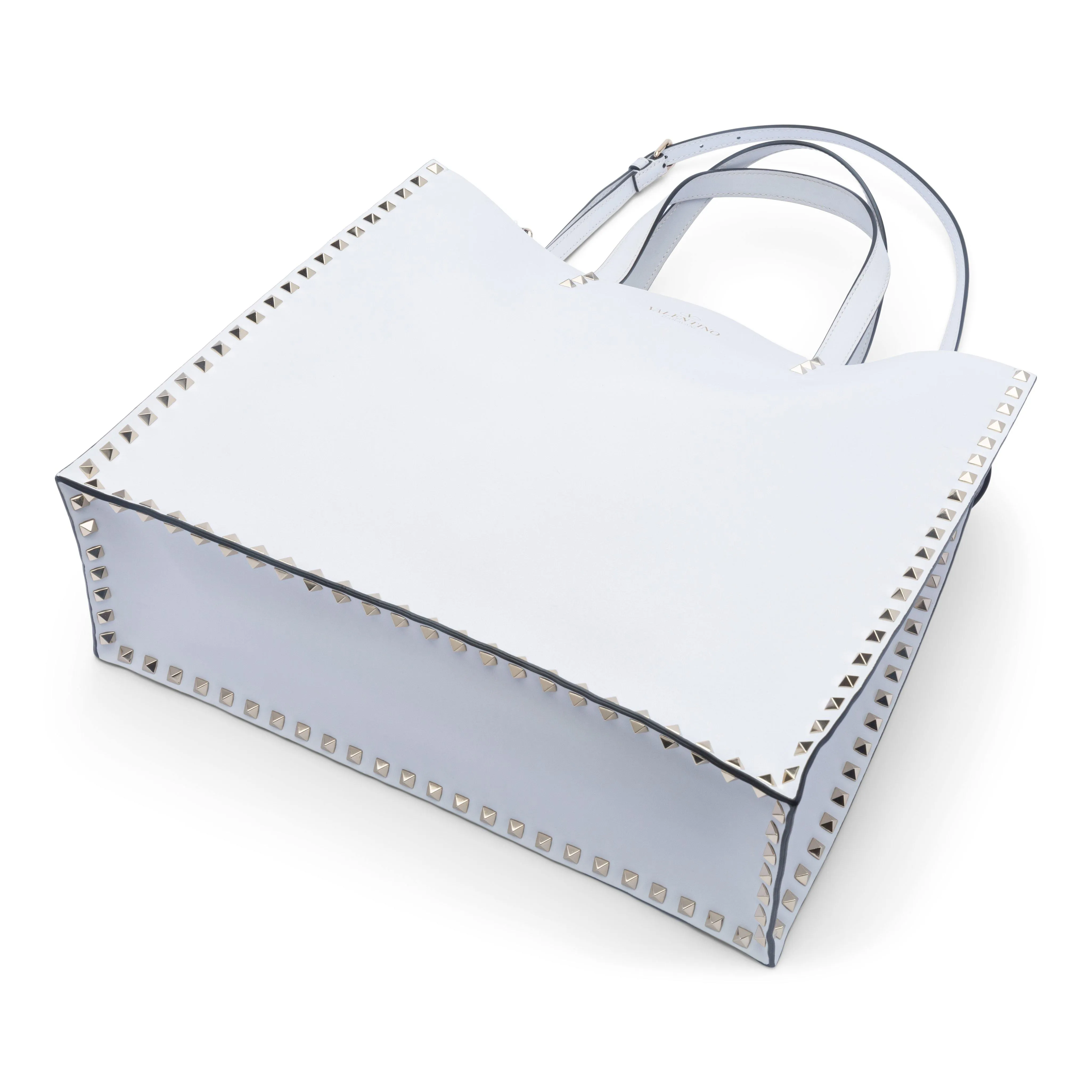 Valentino White Smooth Leather Rockstud Tote Bag