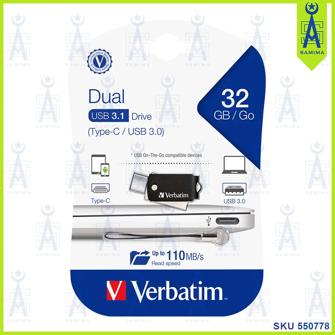 VERBATIM DUAL USB 3.1 TYPE C 32GB  PENDRIVE 64905