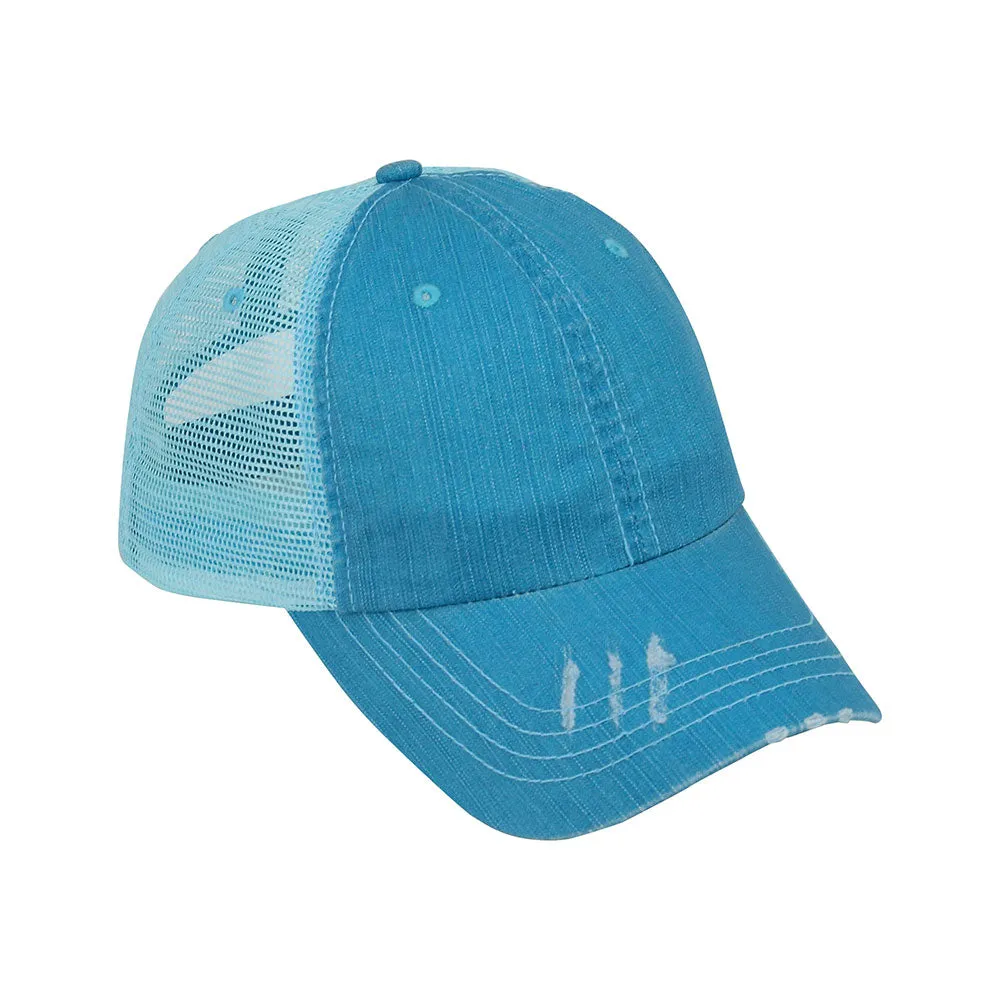 Washed Herringbone Cotton Twill Trucker Cap