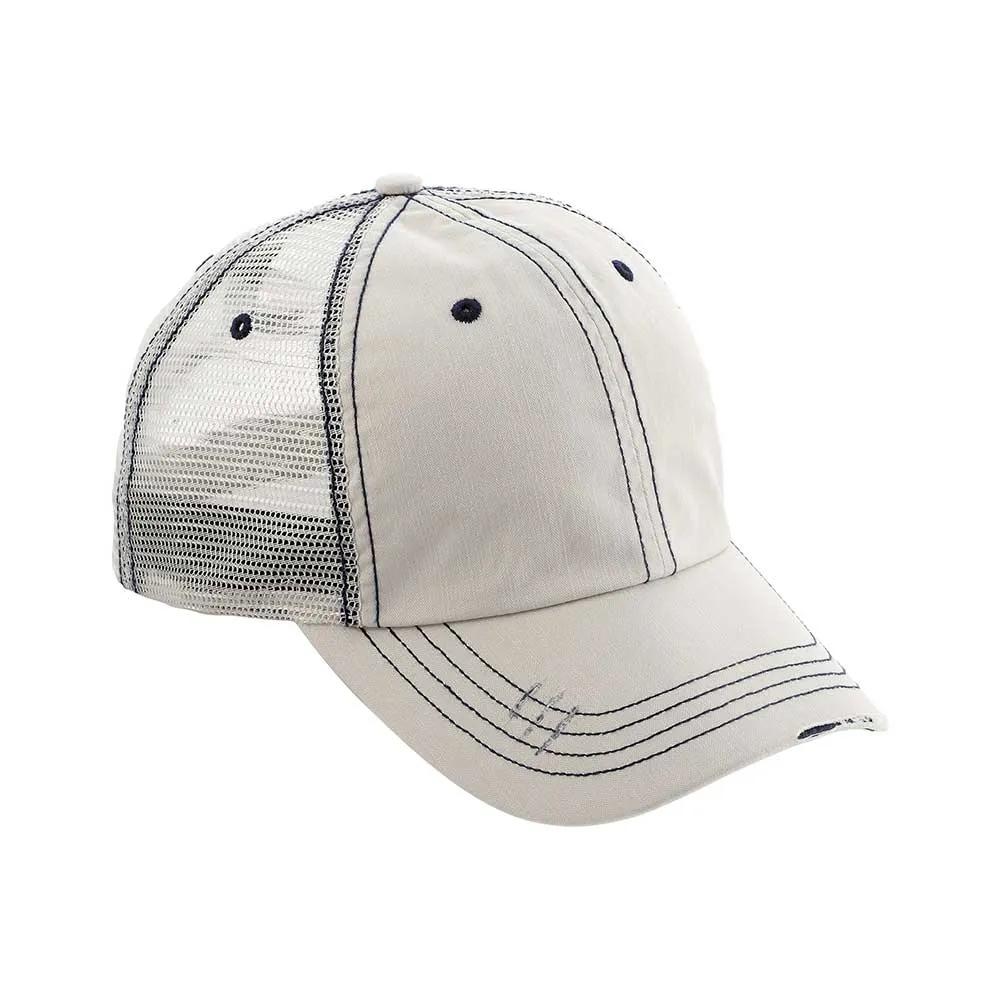 Washed Herringbone Cotton Twill Trucker Cap