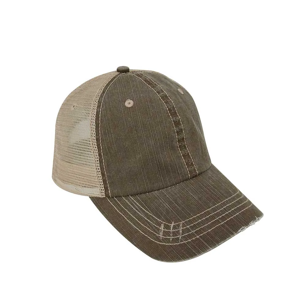 Washed Herringbone Cotton Twill Trucker Cap