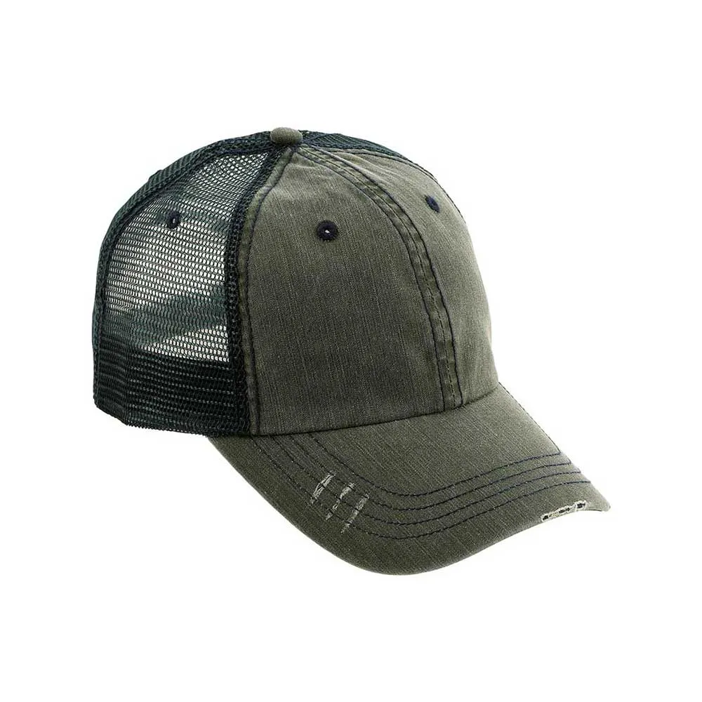 Washed Herringbone Cotton Twill Trucker Cap