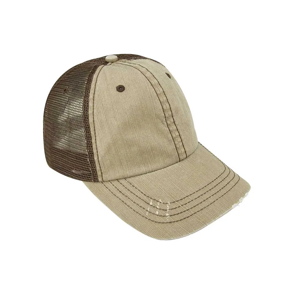 Washed Herringbone Cotton Twill Trucker Cap